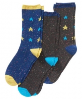 Kik  Socken-meliert,Sterne-3er-Pack