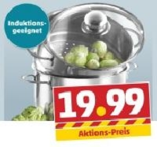 CASA LINGA Edelstahl-Topf mit D&uuml;nstaufsatz