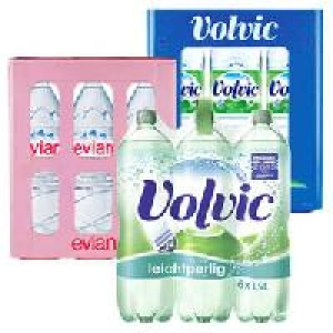 Volvic Naturelle, leichtperlig oder Evian 3.49 €