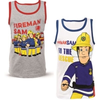 Plus  Kinder Unterhemd - 2er Pack , Feuerwehrmann Sam weiss/grau melange Gr.