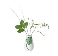 NKD  Vase mit grünen Blättern, Ø ca. 10,5cm, Höhe ca. 17cm