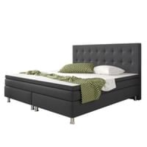 Real  Boxspringbett Blacky 180x200 Anthrazit