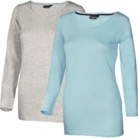 Plus  Damen Shirt 2er Pack Hellblau + Grau mele S (36-38)