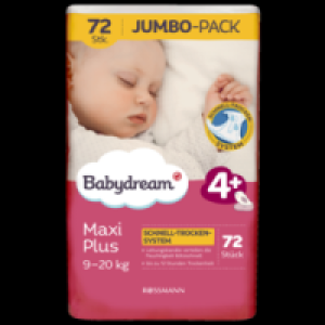 Babydream Windeln Jumbo-Pack Maxi Plus Größe 4+, 9-20 kg