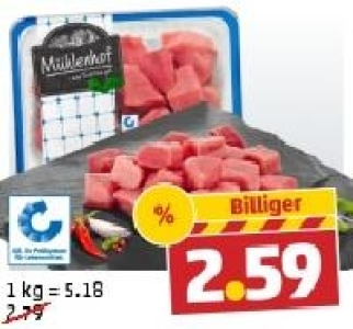 M&Uuml;HLENHOF Frisches Schweine-Gulasch 2.59&nbsp;&euro;