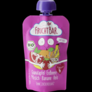 Fruchtbar Bio-Früchtepüree Granatapfel, Erdbeere, Pfirsich, Banane < Reis