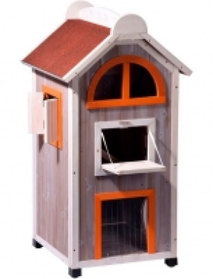Katzenhaus »Fancy Cat«, BxLxH: 58x55x109 cm, grau/rot/orange