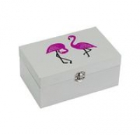 NKD  Holzbox mit Flamingo-Motiven, ca. 21,5x13,5x9,5cm