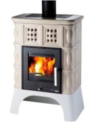 Hagebau  Kaminofen »TREVISO II 339.15 perl-schwarz/creme«, Stahl, 8 kW, weißer 