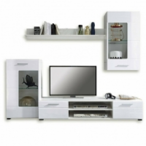 4-teilige Wohnwand - weiß - Hochglanz - 240 cm 229.99 €