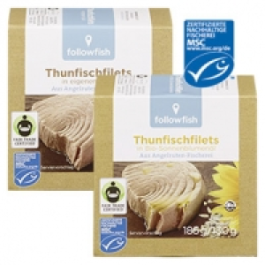 Followfish Thunfisch natur oder in Bio-Sonnenblumenöl jede 185-g-Dose/ 100.00 €