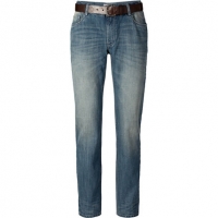 Karstadt  Peckott Herren Denim-Jeans mit Gürtel, Standard Fit