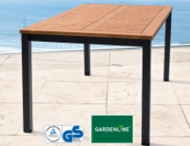 Gardenline Alu-Gartentisch mit Holzplatte