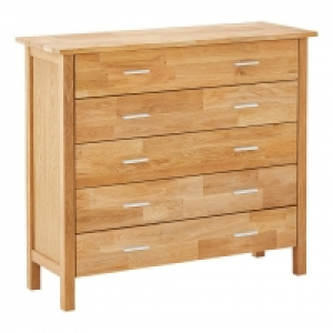 Dänisches Bettenlager  Kommode New Oak (5 Schubladen, breit, Eiche, geölt)