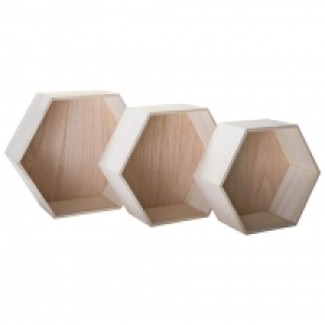 Dänisches Bettenlager  Wandregal Sorring (Hexagon, 3er-Set)