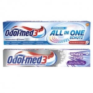 Odol-med3 Zahncreme All in one Schutz oder White&Shine, Samtweiss oder 22.50 €