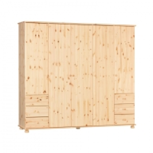 Kleiderschrank Britta (5-türig, Kiefer, natur lackiert) 599.95 €