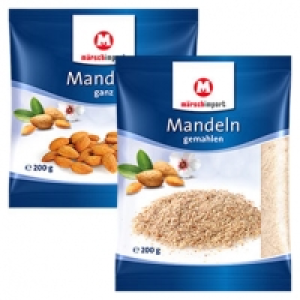 Mandeln ganz oder gemahlen, jeder 200-g-Beutel