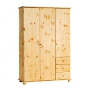 Kleiderschrank Britta (3-türig, Kiefer, natur lackiert) 300.00 €