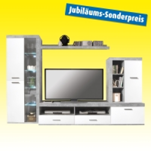 Wohnwand - Beton-weiß Hochglanz - 290 cm 399.99 €