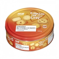 Real  Danish Butter Cookies feines Buttergebäck, jede 500-g-Dose