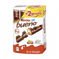 Real  Kinder Bueno 6er + 2 Riegel gratis, jede 172-g-Packung