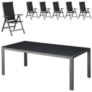 Dänisches Bettenlager  Gartenmöbel-Set Las Vegas (100x205, 6 Stühle)