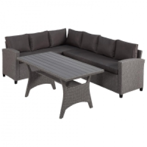 Dänisches Bettenlager  Garten-Ecksofa-Set Memphis (grau, mit Auflagen)