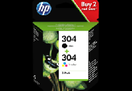 HP 304 Tintenpatrone 2er-Pack Schwarz/Cyan/Magenta/Gelb (3JB05AE)