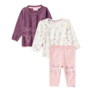 NKD  Baby-Mädchen-Set mit Hasen-Motiven, 3-teilig