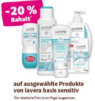 Denns Lavera -20% Rabatt auf ausgewählte Produkte von lavera basis sensitiv