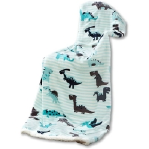 Netto  Kinder Kuscheldecke - Dino Stripes Aqua Grey