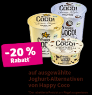 Denns Happy Coco -20 % Rabatt auf ausgewählte Joghurt-Alternativen von Happy Coco