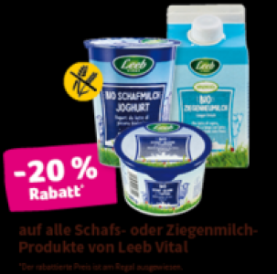 auf alle Schafs- oder Ziegenmilch-Produkte von Leeb Vital 1.59 €
