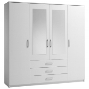 Kleiderschrank VINDERUP (4-türig, weiß, mit Spiegel) 225.00 €