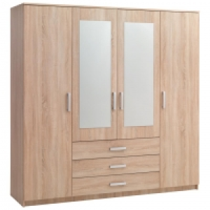 Kleiderschrank VINDERUP (4-türig, eiche, mit Spiegel) 235.00 €
