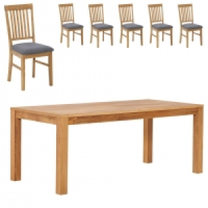Essgruppe ROYAL OAK HAGE/ ROYAL OAK (90x190, 6 Stühle, grau) 600.00 €