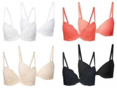 Lidl  ESMARA® Lingerie BH, 2 Stück, mit gepaddeten Cups, mit Spitze, verstel