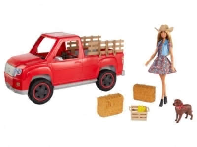 Lidl  Barbie Spielset »Spaß auf dem Bauernhof«, Fahrzeug mit Puppe und Hund,