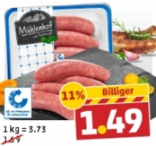 M&Uuml;HLENHOF Frische grobe Bratwurst