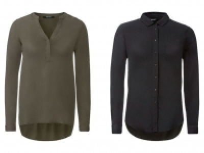 Lidl Esmara® ESMARA® Bluse Damen, mit Kellerfalte, Seitenschlitze