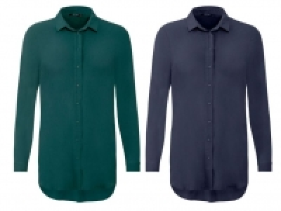 Lidl Esmara® ESMARA® Longbluse Damen, mit Kentkragen, Knopfleiste