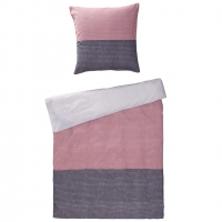 Dänisches Bettenlager  Biber-Bettwäsche Breiter Streifen (135x200, rosa-grau)