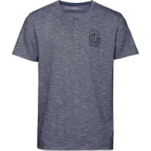 Tom Tailor T-Shirt, Henley-Ausschnitt, Melange, Marken-Stickerei