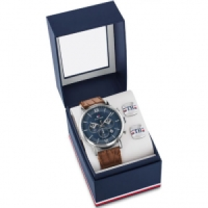 Tommy Hilfiger Herren Geschenk-Set Uhr und Manschettenknöpfe