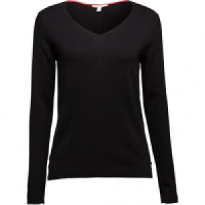 Esprit Pullover, Feinstrick, V-Ausschnitt, Intarsie Rücken, für Damen
