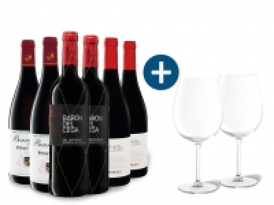 6 x 0,75-l-Flasche Weinpaket Rote Vielfalt mit 2er Rotwein-Gläserset L 41.99 €