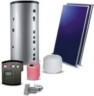 Solarw&auml;rmebausatz mit Flachkollektoren , FK01