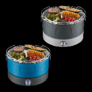 Aldi Nord Quigg QUIGG Holzkohlegrill mit elektrischer Bel&uuml;ftung