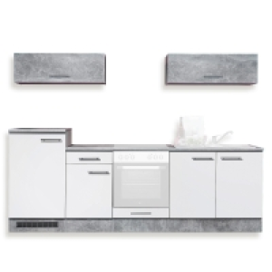 Küchenblock - weiß - Beton-Optik - 270 cm